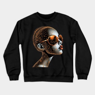 Vector Drawing - Robot-Girl in Sunglasses, Surrealism, Beautifully Transparent, Graphic with Elegant Patterns and Design, a New Fashionable Style Crewneck Sweatshirt